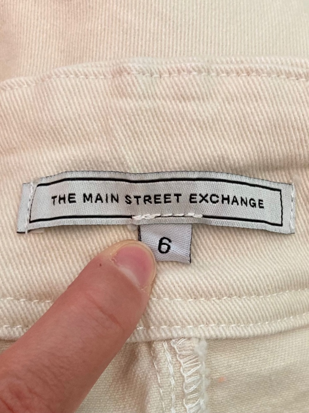 Women’s size 6 Main Street Exchange “Sara” skirt in Alabaster, stretch denim - Picture 6 of 8